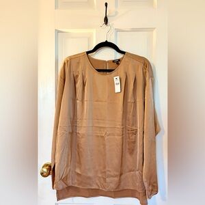 Express Satin Gold Long Sleeve Blouse